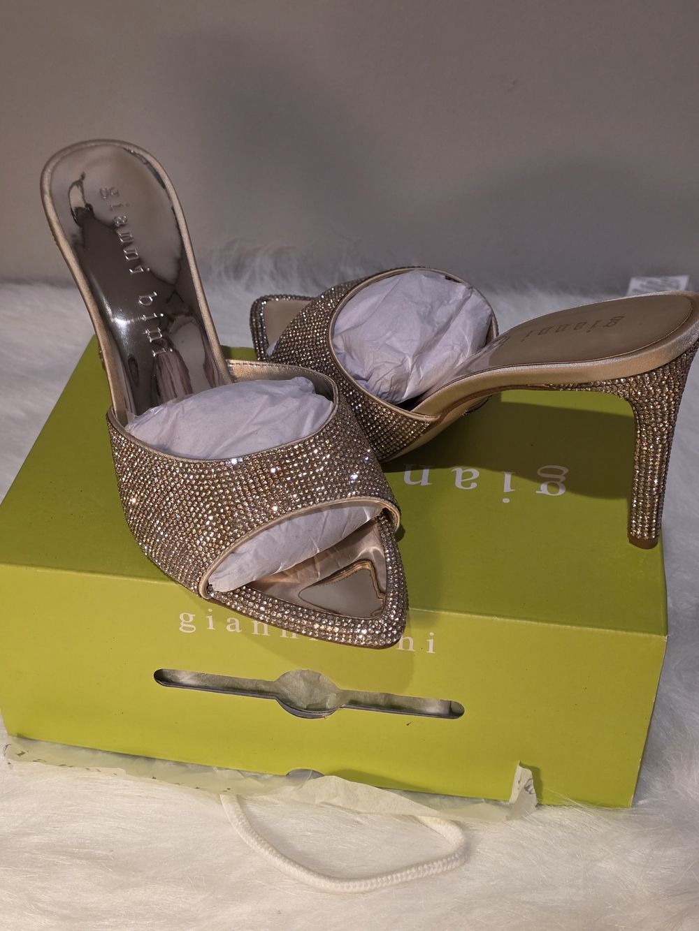 Gianni Bini Rose Gold Rhinestone High Heel Slide